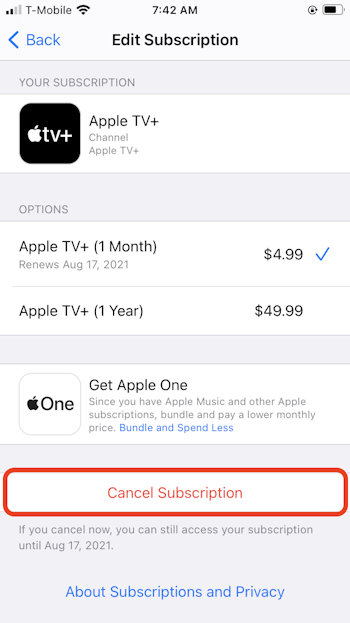 Cancel Apple TV