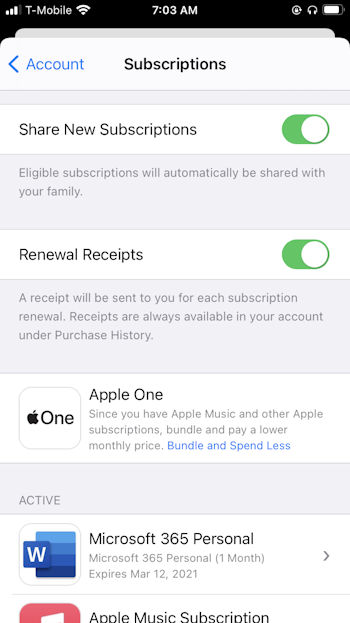 Manage Apple app subscriptions on your iPhone