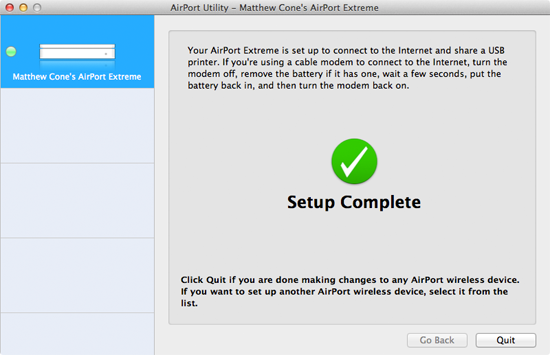 Setting up the AirPort Extreme base station