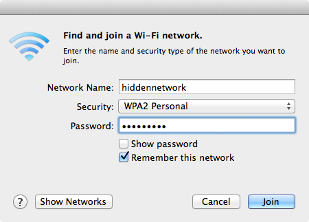 Connecting to a hidden wireless network with a Mac.