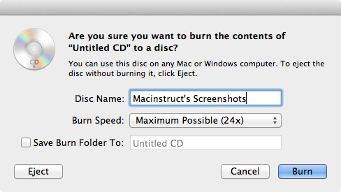 Burning data CDs and DVDs on your Mac