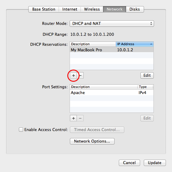 Airport network settings