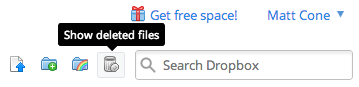Dropbox&rsquo;s show deleted files option