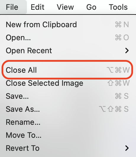 Close all windows on Mac