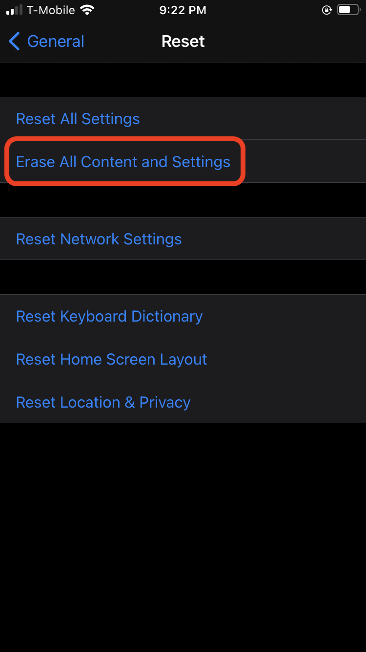 Erase your iPhone