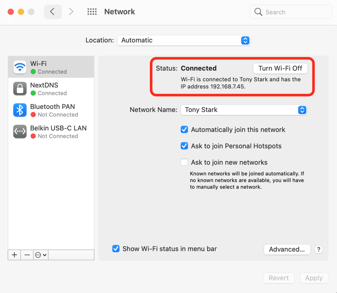 Mac network system settings