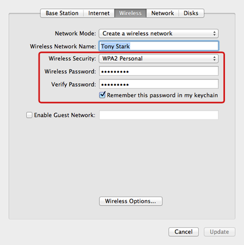 Protecting your AirPort network with a password