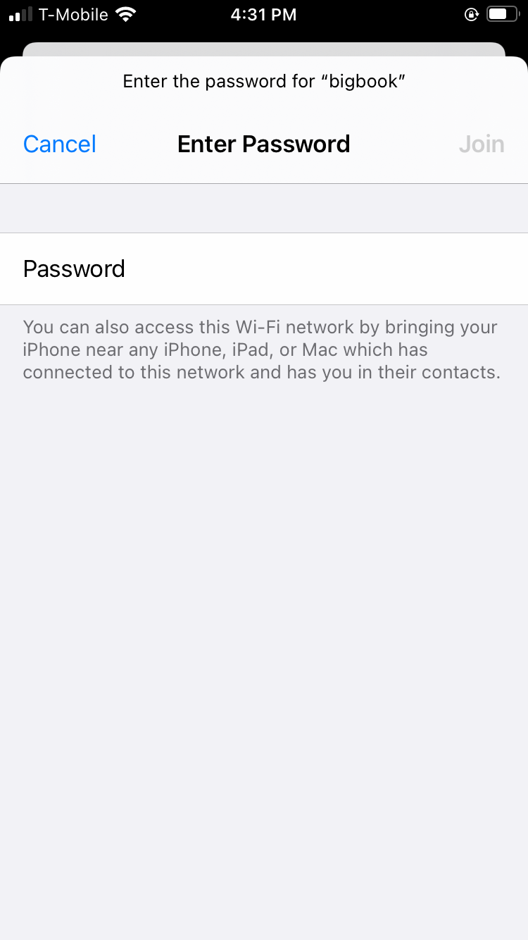 iPhone Wi-Fi password