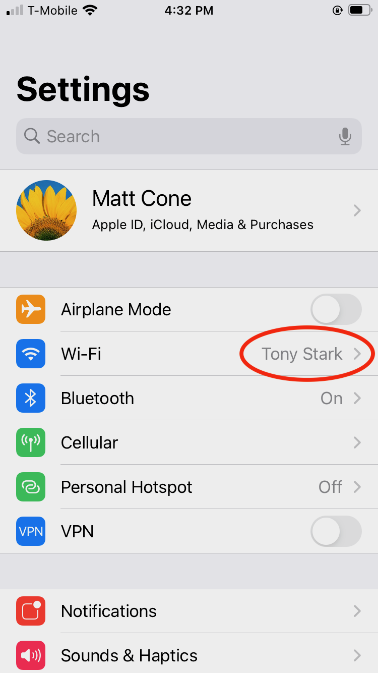 iPhone Wi-Fi indicators