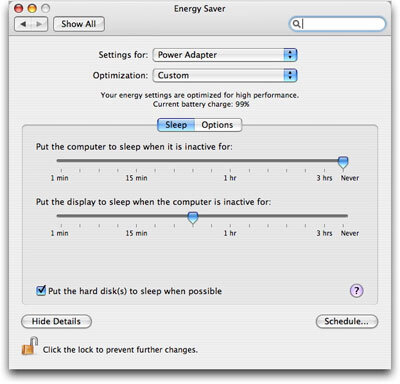 Mac energy saver preferences