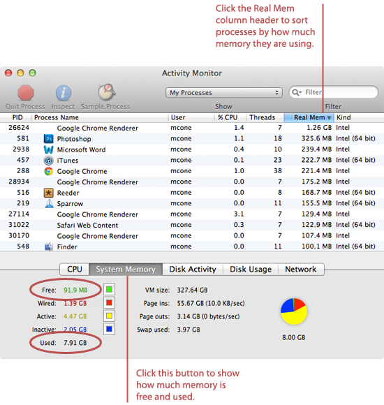 The Activity Monitor application on macOS