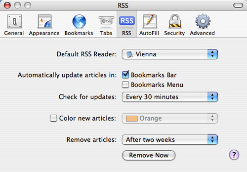 RSS feeds on Mac