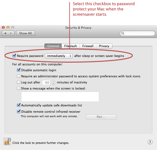 Password protecting a Mac