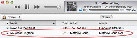 iPhone ringtones stored in iTunes