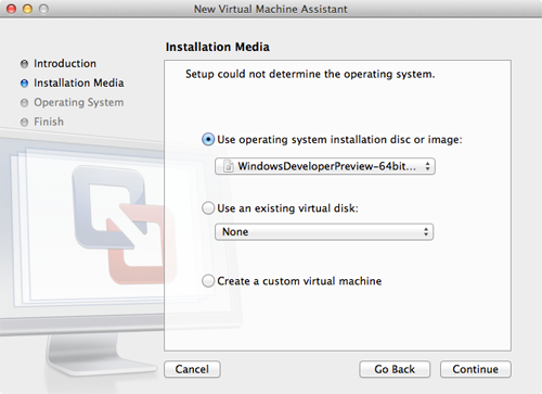 Installing Windows using VMware Fusion