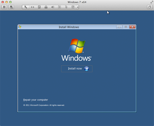 Installing Windows using VMware Fusion