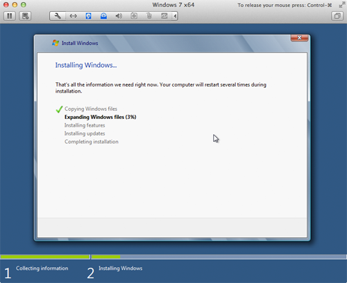 Installing Windows using VMware Fusion