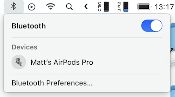 Add Bluetooth menu to Mac&rsquo;s menu bar
