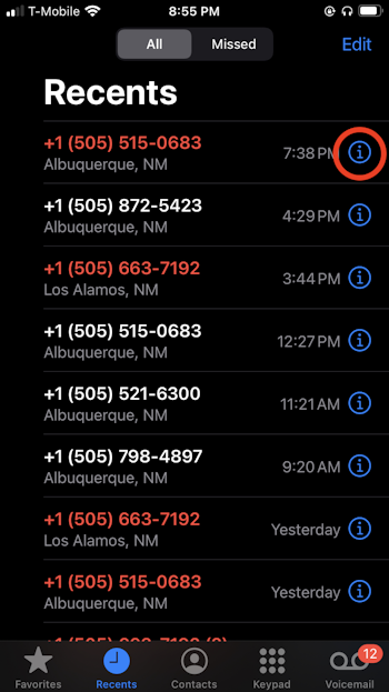 Blocking a phone number on your iPhone