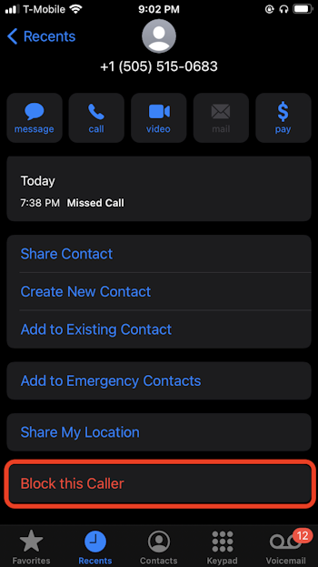 how to block my phone number iphone 12