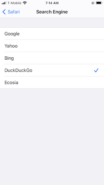 Change the default search engine on iPhone