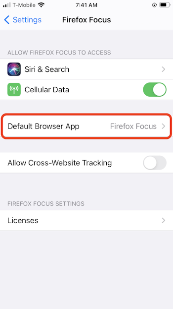 Change the default web browser on your iPhone
