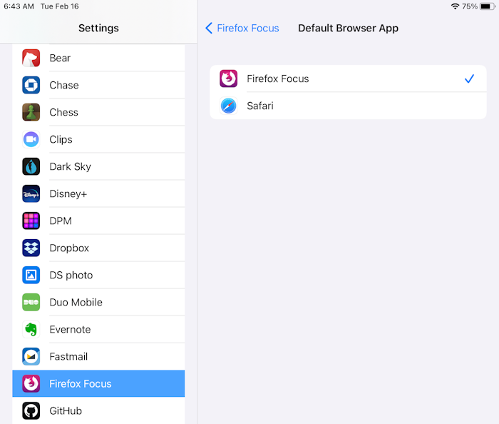 Change the default web browser on your iPad