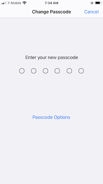 Change iPhone passcode