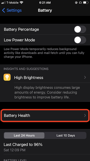 Check iPhone battery health