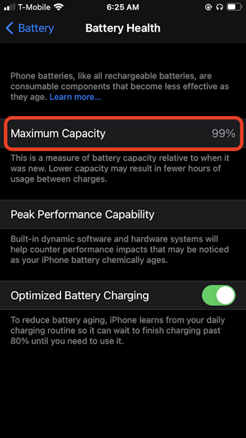 Check iPhone battery health