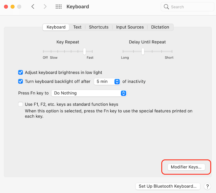 Mac Keyboard System Preferences