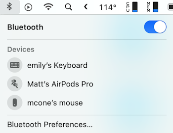 Connect AirPods to Mac using Bluetooth menu