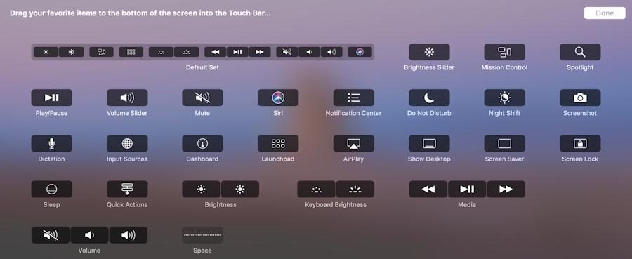 Customize Mac touch bar