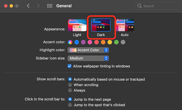 Using dark mode on your Mac
