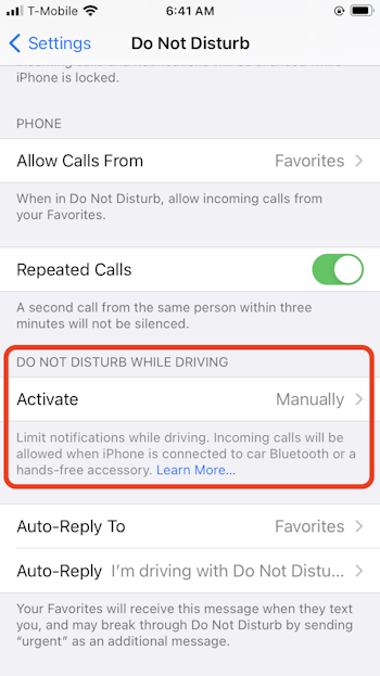 Turn off iPhone notifications while driving