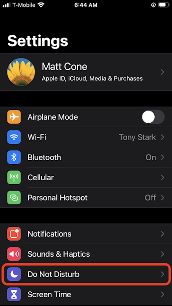Do Not Disturb iPhone settings