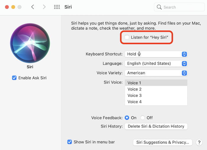 Enabling Siri on a Mac