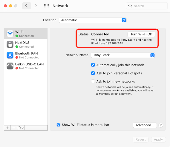 Mac network system settings