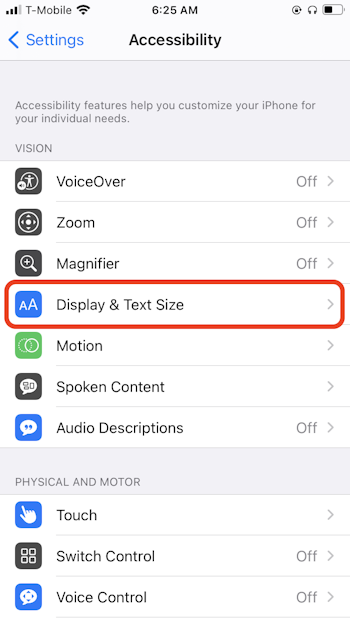 Changing the font size on your iPhone