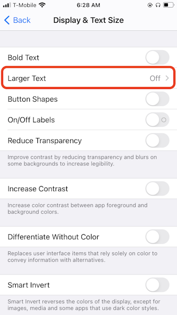 Changing the font size on your iPhone