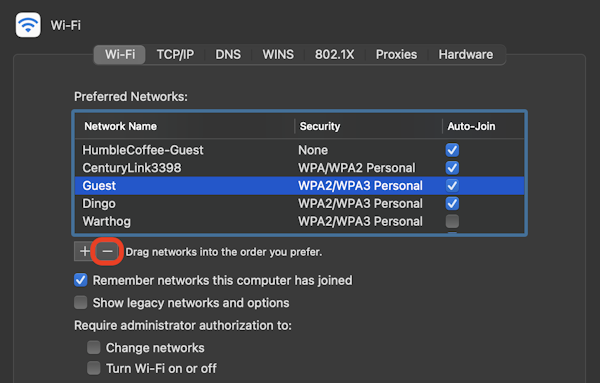 Deleting Mac Wi-Fi network settings