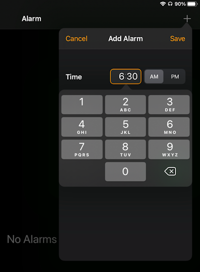 set alarm on ipad