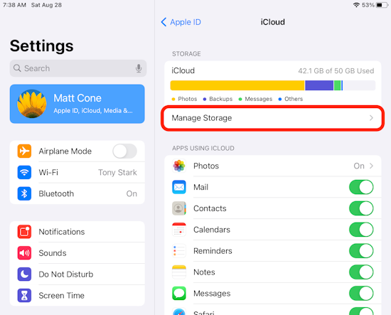 Managing iPad iCloud backups