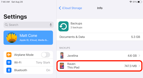 Managing iPad iCloud backups