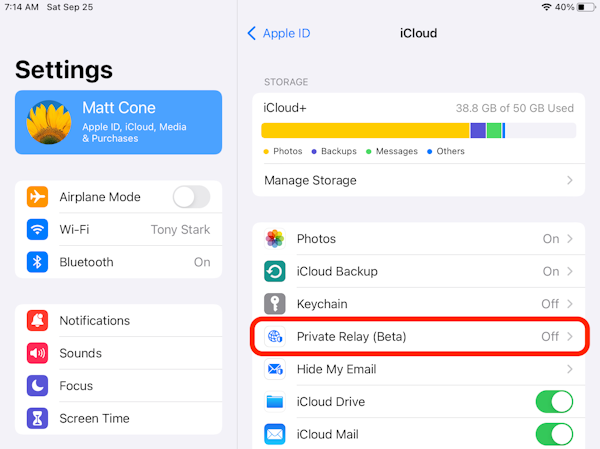 Enable Private Relay on your iPad