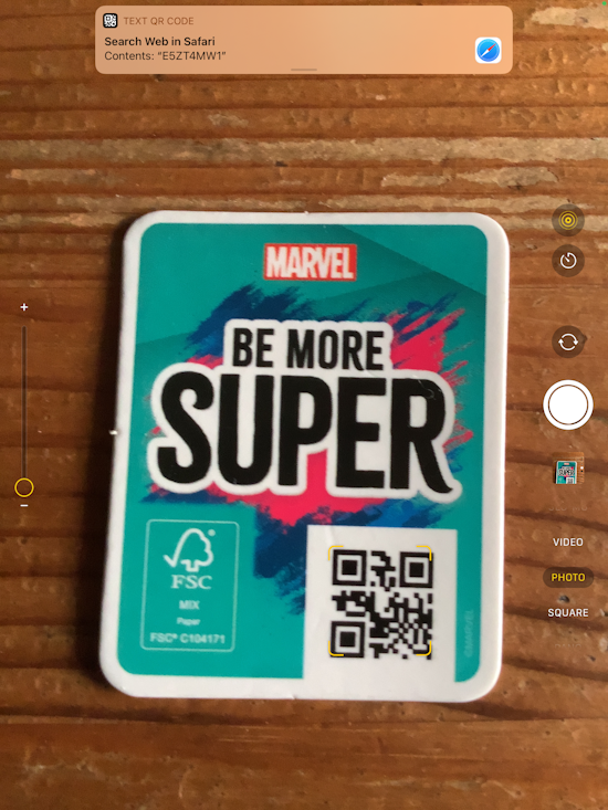 Scan a QR code with your iPad