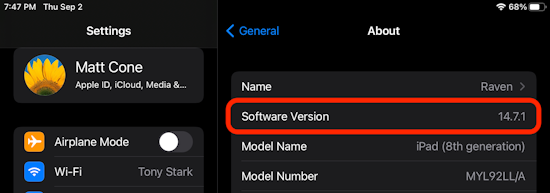 Check which version of iPadOS your iPad is using