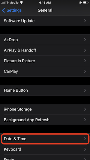 General iPhone system settings