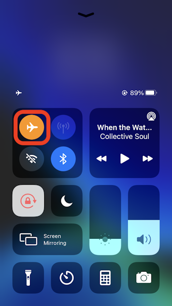 Turning on Airplane Mode on iPhone