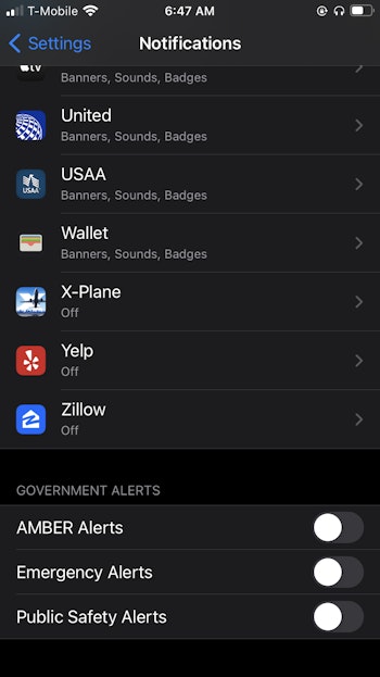 Turn off Amber alerts on your iPhone